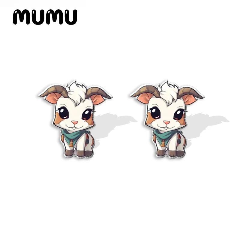 2023 New Cartoon Goat Acrylic Stud Earring Animal Art Handmade Earrings Resin Epoxy Jewelry Gifts Friend