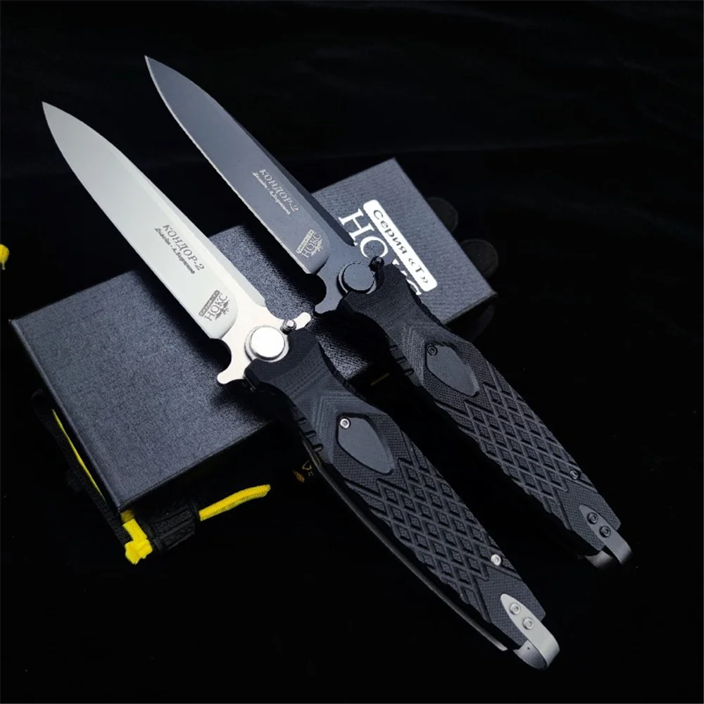 Russian HOKC Rocket Folding Knife D2 Blade Black G10 Handle Pocket Knife Outdoor Hunter Tactical Knife Hiking Survival Tool