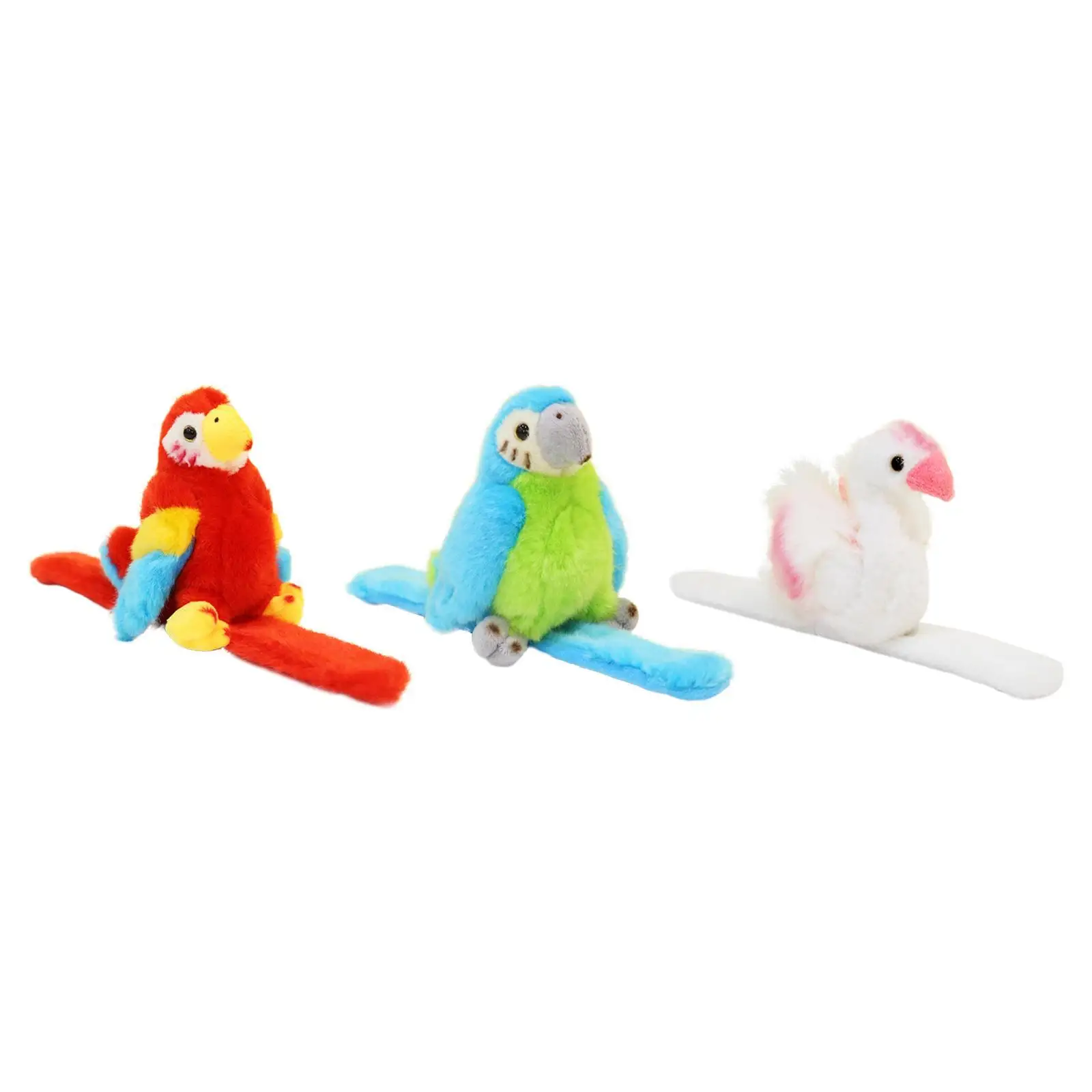 Plush Bracelet Slap Bracelet Parrot Plush Toy Stuffed Figures Toys Lovely Stuffed Animals Snap Band for Children Holiday Gifts