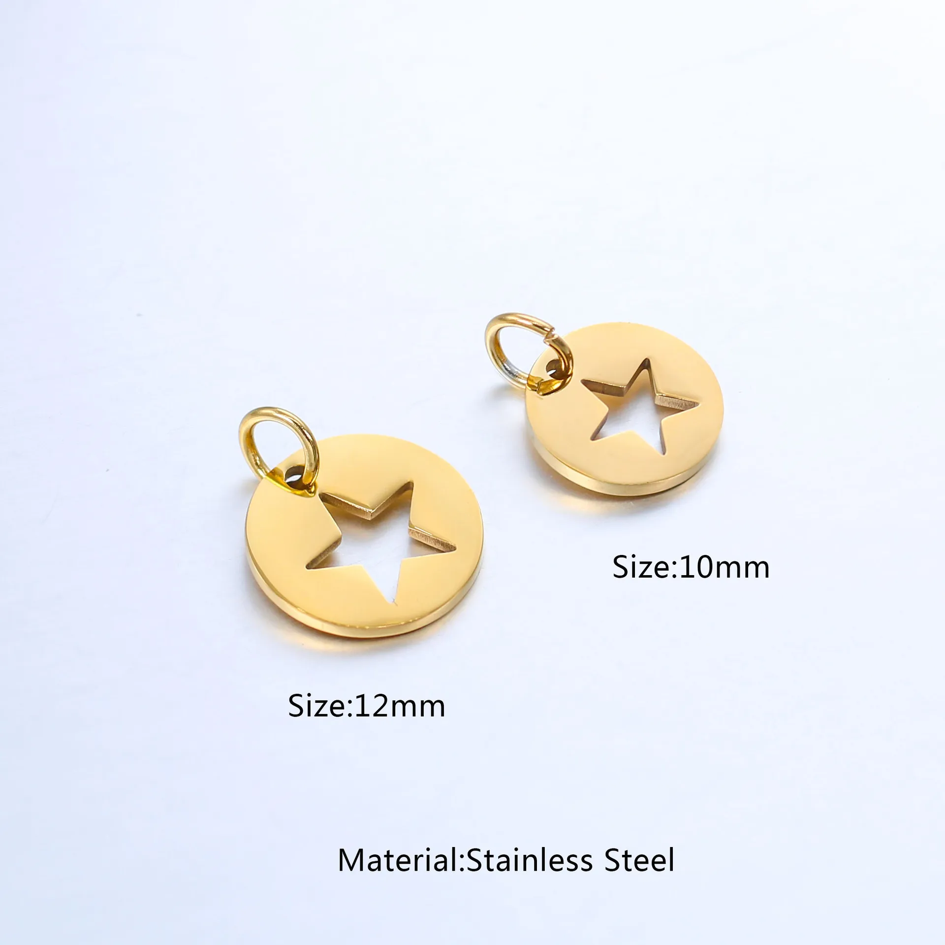 DOOYIO 5pcs Stainless Steel Round Hollow Five-Pointed Star Charms Pendant Diy Earrings Necklace Bracelet Jewelry Making Supplies