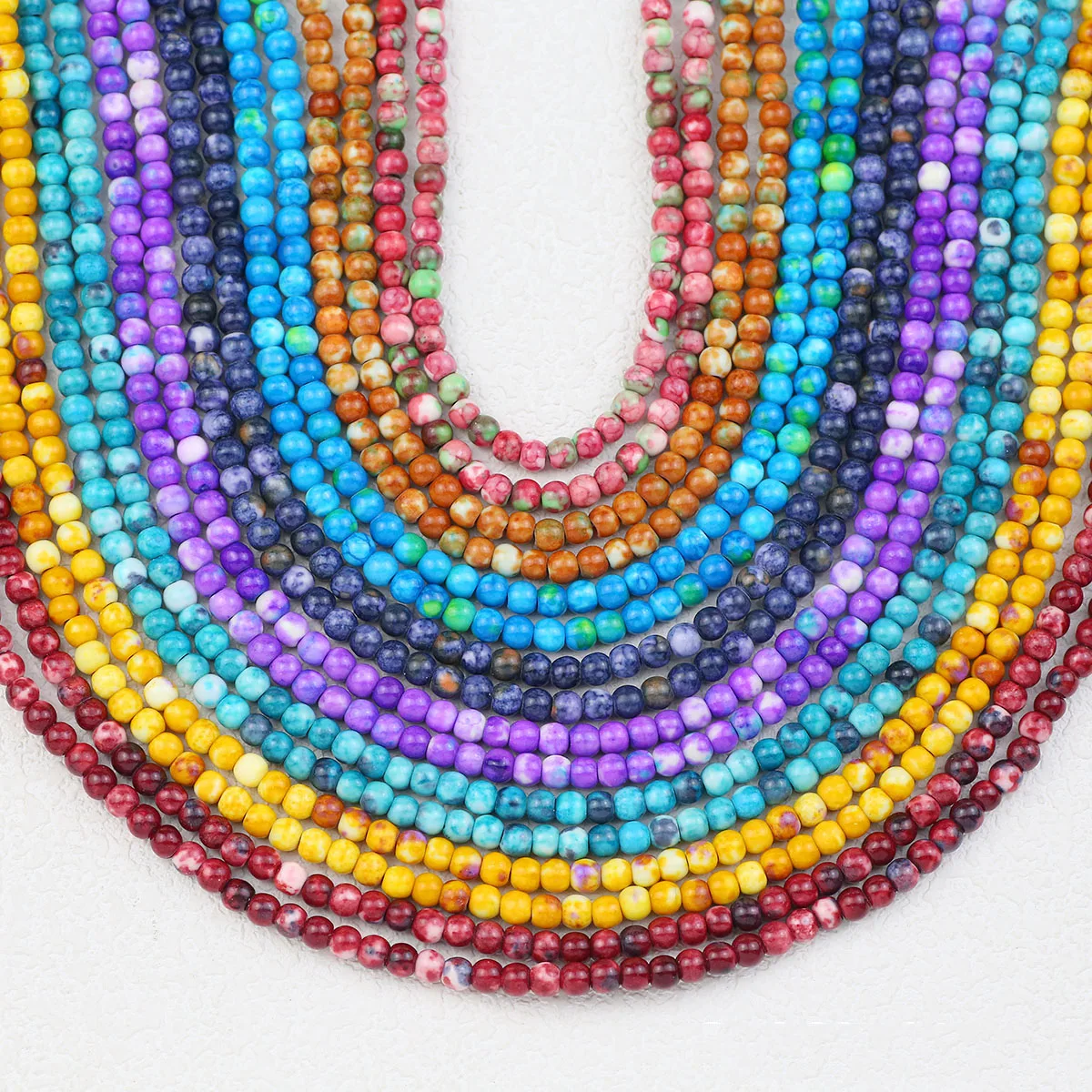 4mm Colorul Rainstone Nature Stone Beads Round Loose Spacer Beads for Jewelry Making DIY Beading Supplies Necklace Accessories