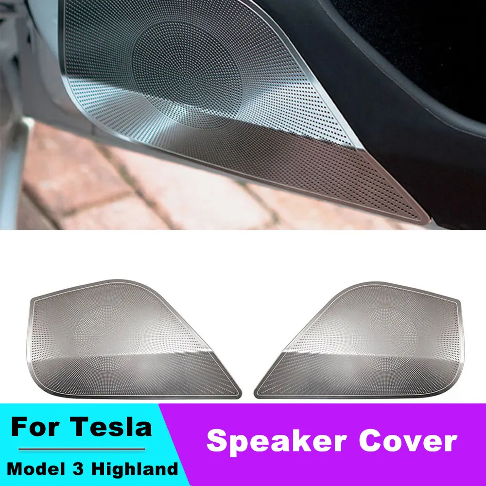 

Stainless Steel Car Coaxial Speaker Cover Grill For Tesla Model 3 Highland 2024 Car Door Speaker Cover