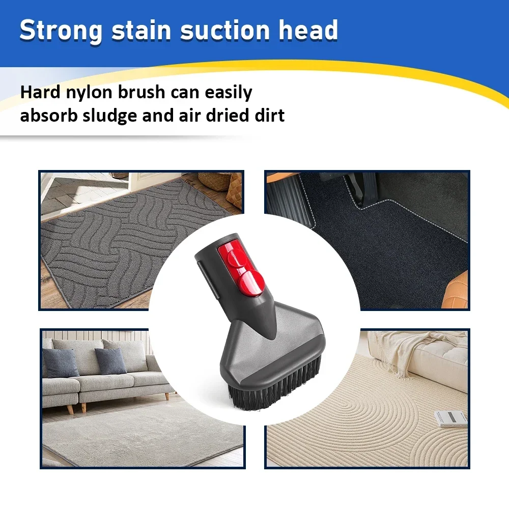 Stiff Bristle Brush Head for Dyson V7 V8 V10 V11 V12 V15 Vacuum Cleaner Multi Functional Attachment Clean Stains Vacuuming Tools