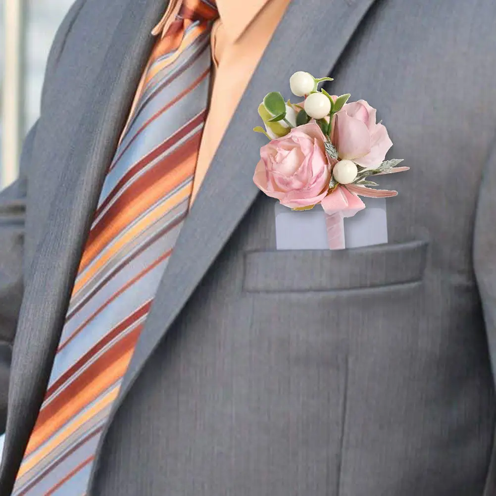 

100Pcs Transparent Boutonniere Sleeve PVC Flower Holder Horizontal Pocket Corsage Holder for Groom Groomsmen Wedding Prom Suit