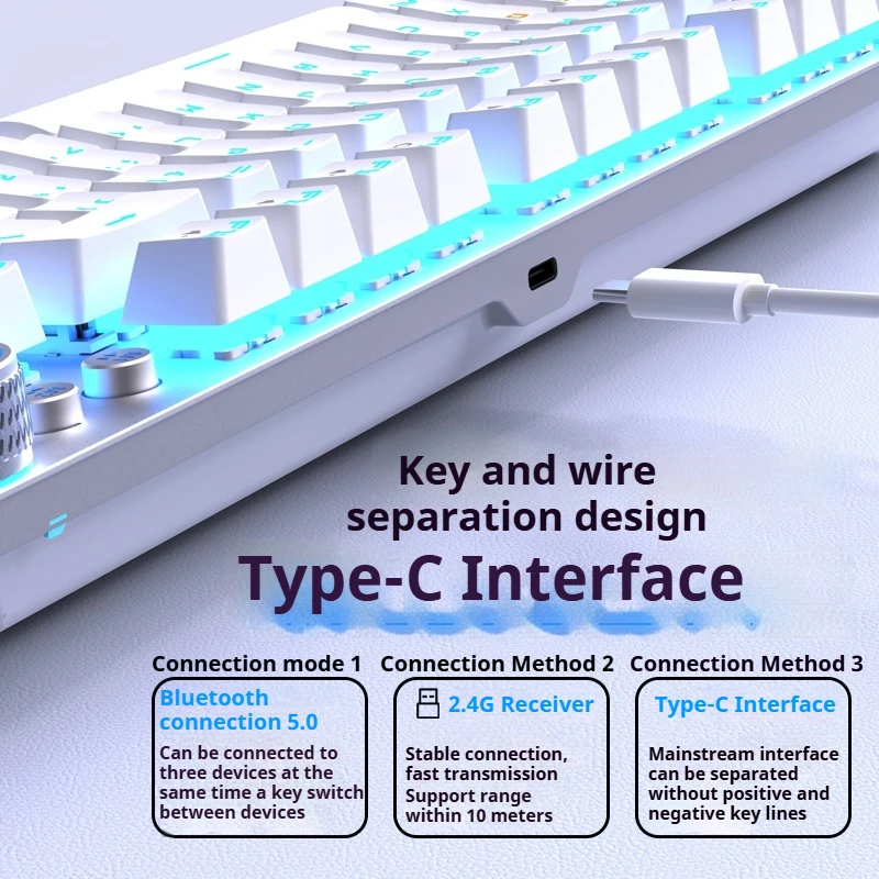 울프 스파이더 F3001 키보드 트라이 모드 연결 무선 그린 축 87키 풀 키 무충전 장시간 사용 키 케이블 분리형