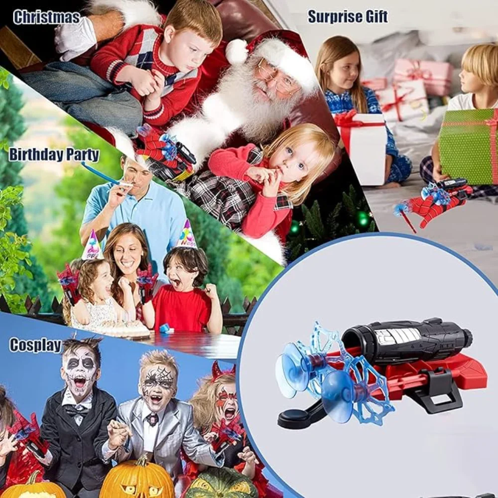 20Sets Spider Launcher Spitting Gloves Sticky Wall Bullet Gun Suction Cup Projectile Toys Children\'s Wrist Launch Spitting Toys