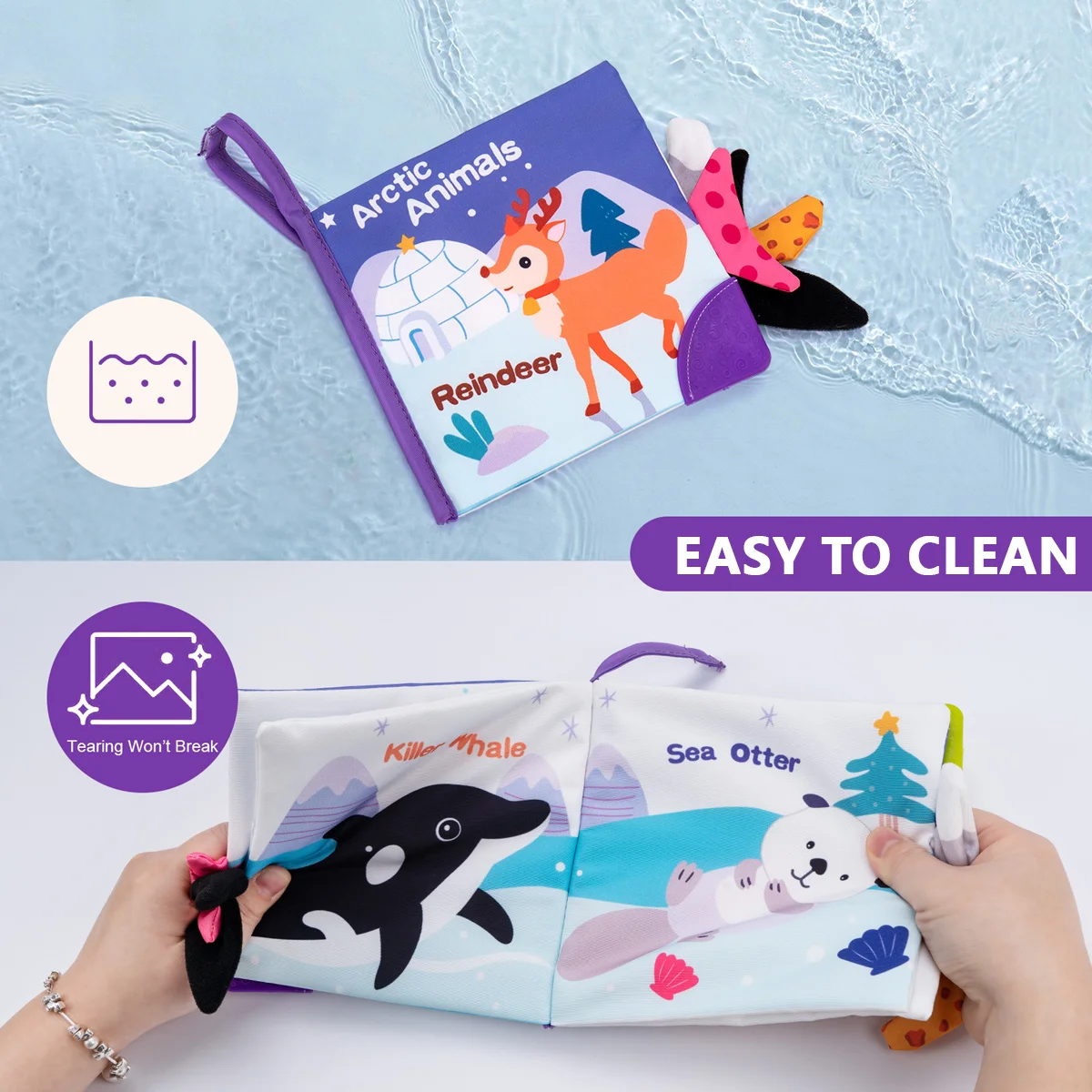 Cute Baby Books Toys, Touch and Feel Crinkle Cloth Book for Infant Baby, Early Development Interactive Stroller Soft Toys