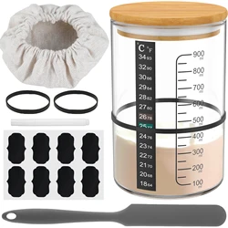 Sourdough Starter Jar 900ml Fermentation Container Glass Jars with Lid Spatula for kitchen Baking Breads Supplies Food Storage