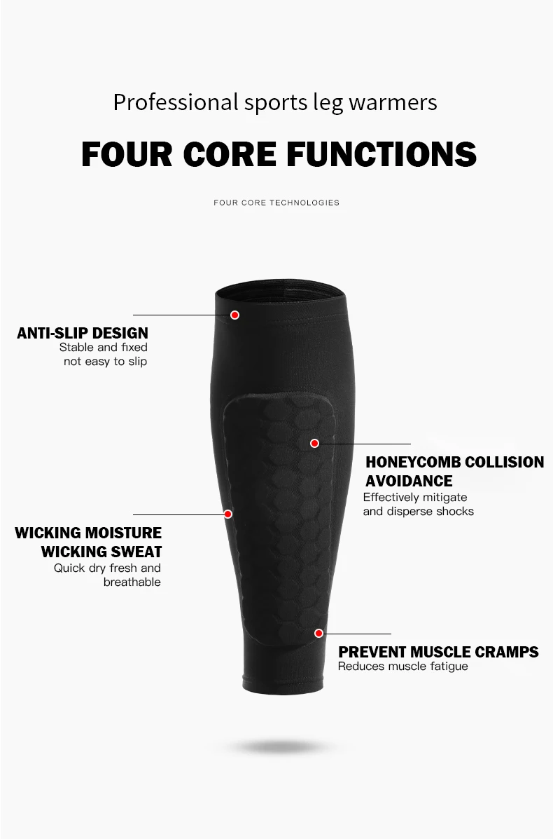 Fußball-Schienbeinschutz-Socken-Ärmel mit Schaumstoff, Wadenkompressionsmanschette, Wabenpolster, Sport-Leggings und Fußballausrüstung – Detail 3