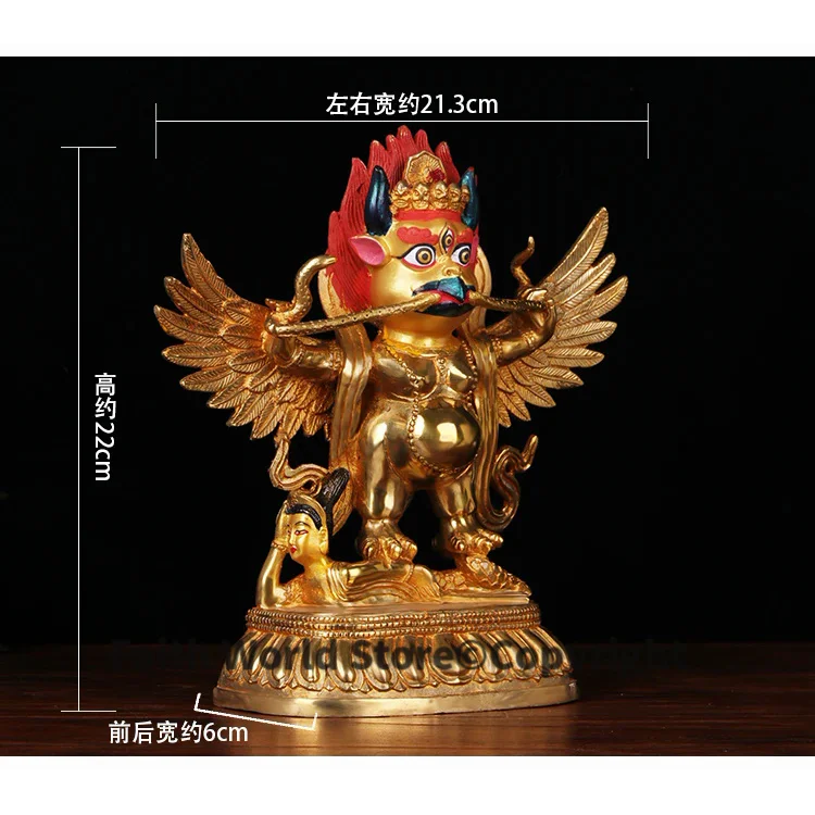 GOOD # 22 CM Large # HOME House efficacious Talisman # Buddhism gilding brass Garuda Dharma suparna Buddha statue