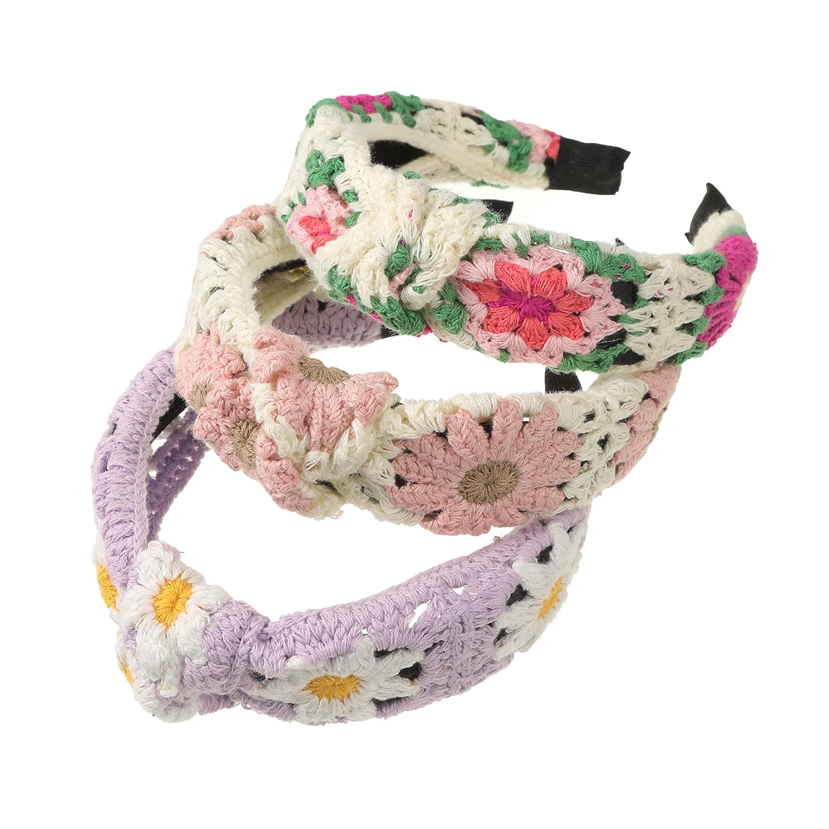 AWAYTR Knitted Yarn Headbands Floral Speckled Wide Headband Plastic Hair Accessories For Women Trends