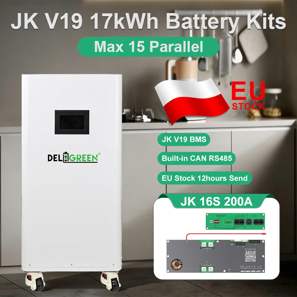 EU Stock JK V19 51.2V 280AH 320AH Lifepo4 Battery Box JK-PB2A16S20P CAN RS485 15kWh 16kWh DIY Solar Storage VAT Free