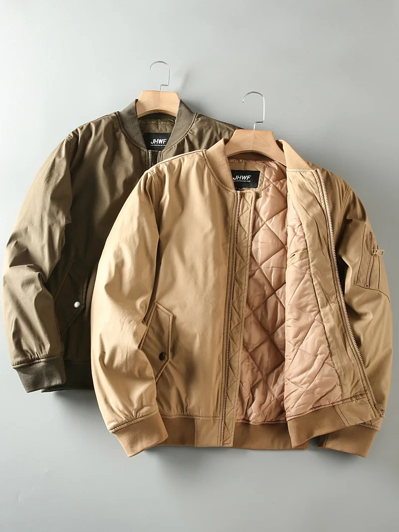 

Теплая хлопковая куртка мужская однотонная в стиле милитари с воротником-бомбером, стеганая, на хлопковой подкладке, повседневная зимняя верхняя одежда