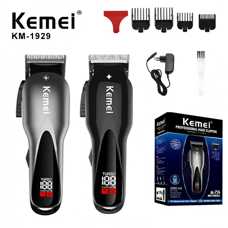 

Kemei KM-1929 Профессиональный электрический триммер, ретро-дизайн, перезаряжаемый, ЖК-дисплей, Беспроводная машинка для стрижки волос для мужчин, использование в салоне.