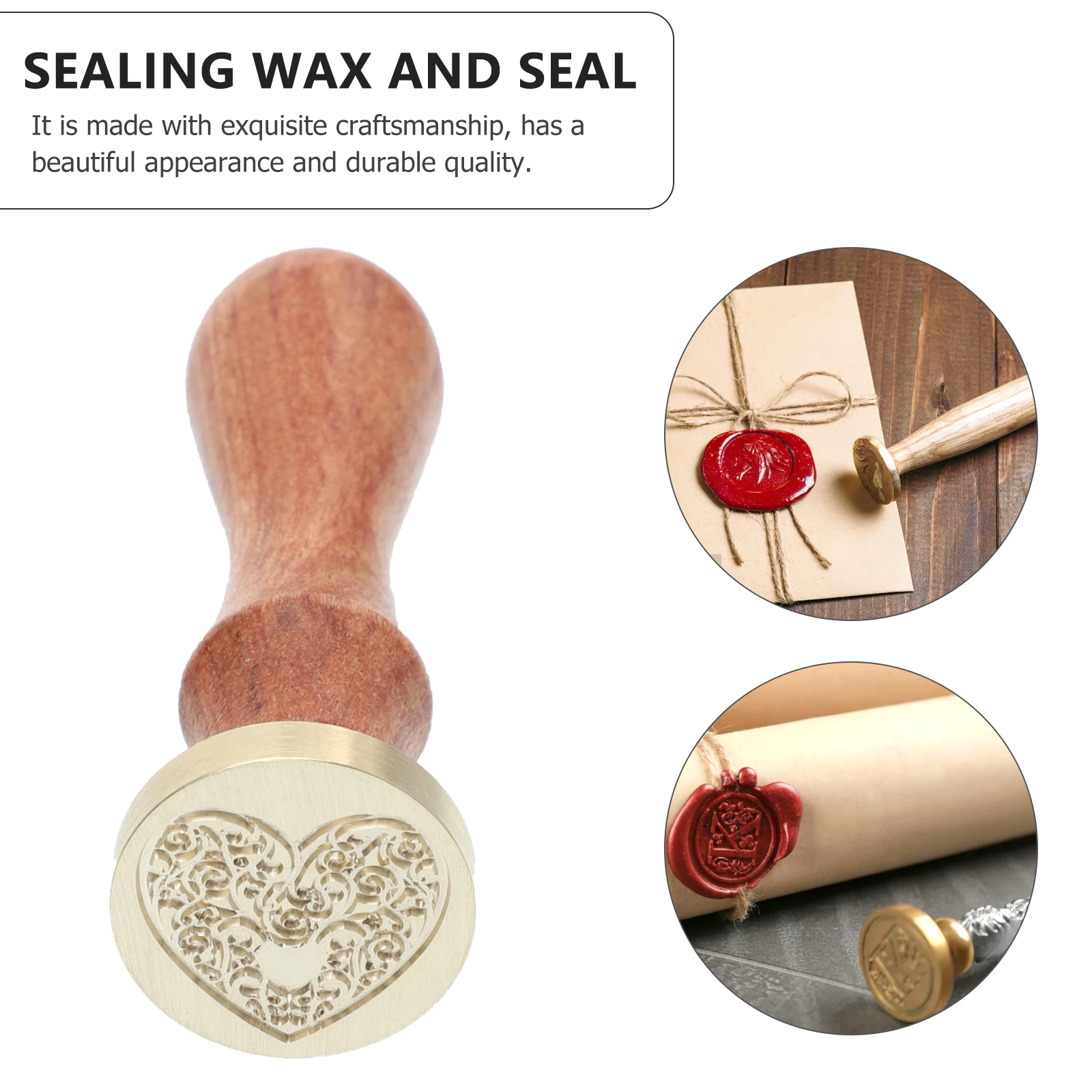 

Retro Fire Lacquer Seal Wax Embosser Copper Metal Handle DIY Craft Envelope Sealing Wood Gift Hardware Tool