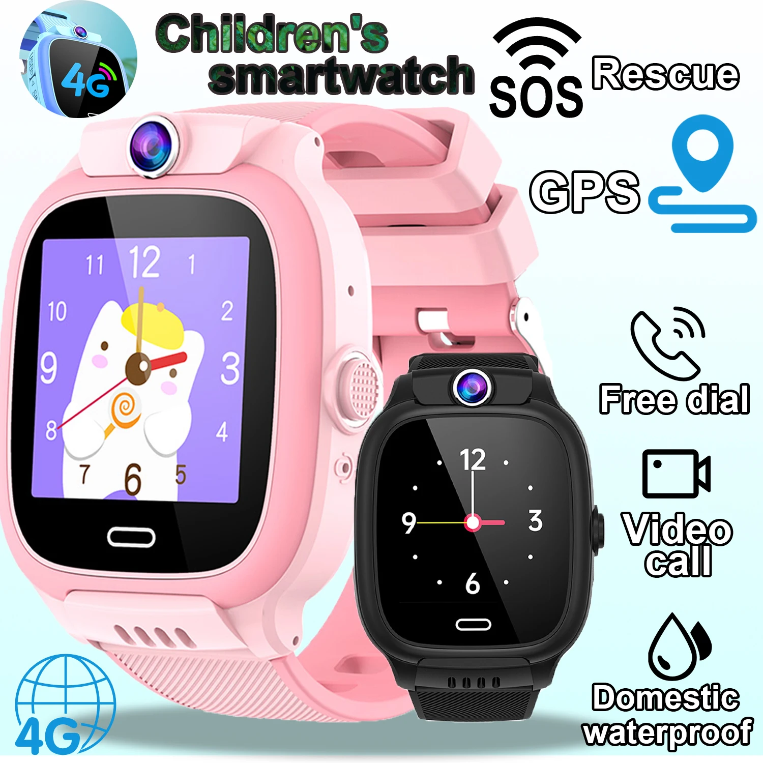 

2025 With 4G Sim Card Smartwatch For Child Watch WIFI GPS Tracker Watches Voice Chat Video Call Monitor Boys Girls Kids Wearable