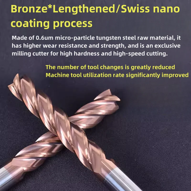 Fresa in acciaio al tungsteno HRC55 Fresa estesa in lega di carburo a 4 flauto 25x50x25x100 8x60x8x200 12x55x12x150 16x75x16x150