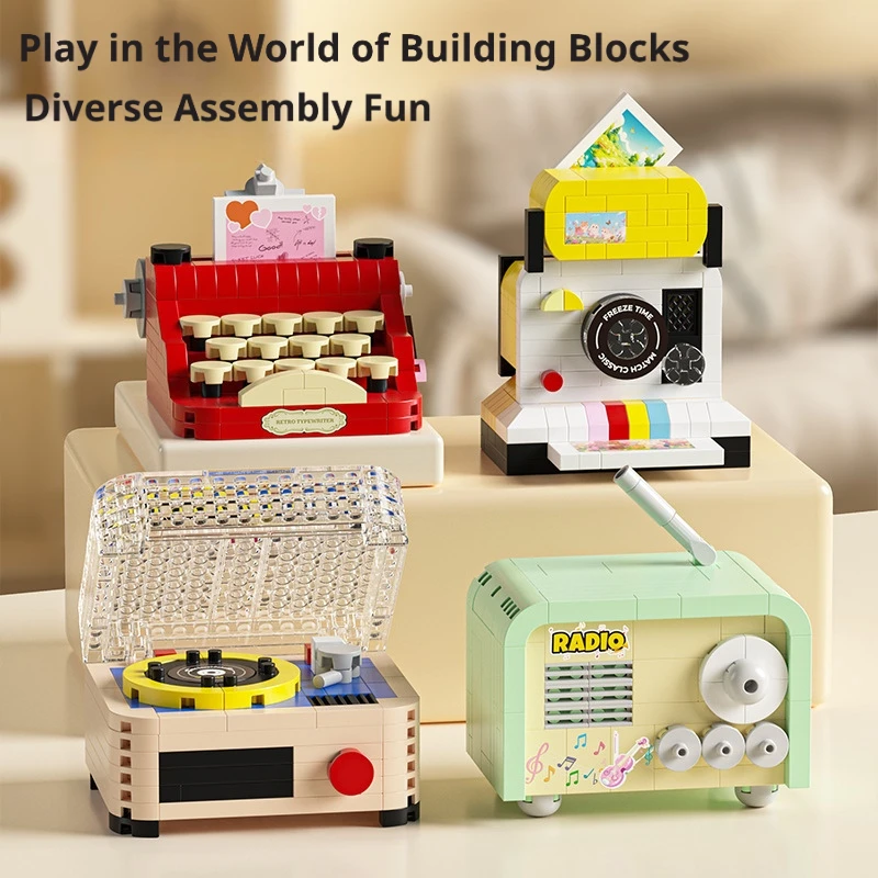 New Creative DIY Retro Small Home Appliance Street View Micro Building Blocks Toy Desktop Display Model Birthday Gift