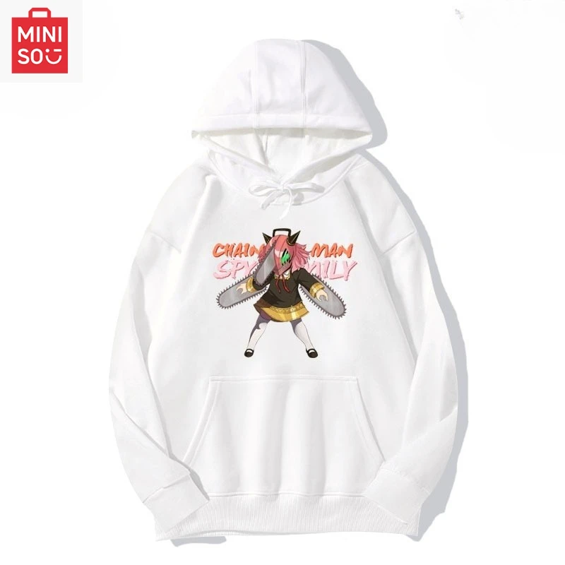 

MINISO коллатусы с SPY×FAMILY для создания свободных мультяшных многофункциональных повседневных и милых девушек с капюшоном и принтом.