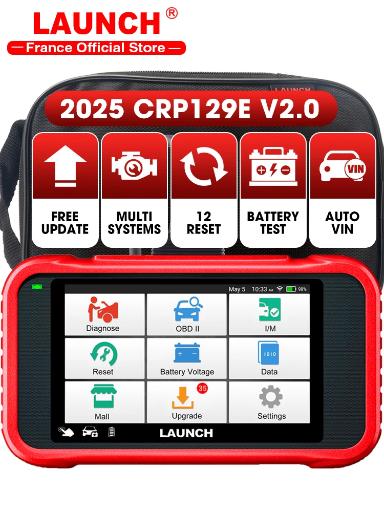 LANCERING CRP129E V3.0 OBD2-scanner FCA AutoAuth 12 Reset olie/EPB/TPMS/BMS/injectorcodering, ABS-afluchting, motor ABS SRS AT SCAN-tool - afbeelding 2