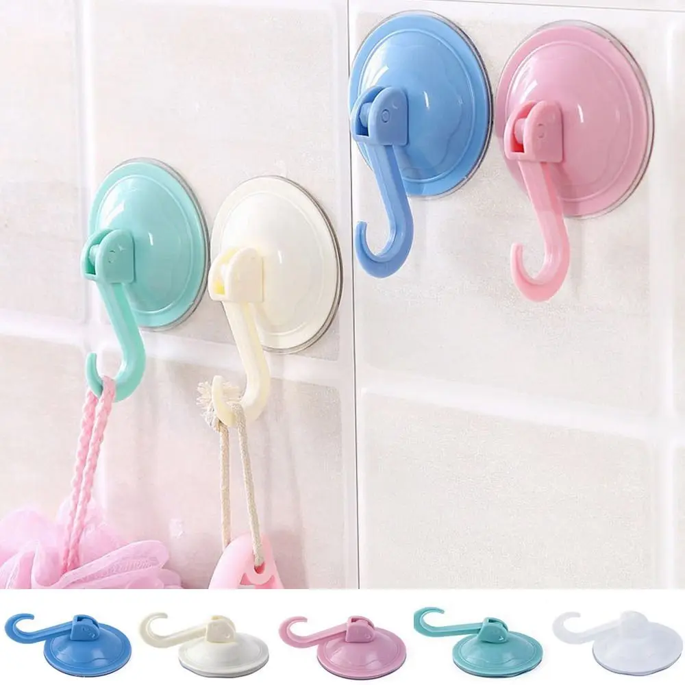 Round Vacuum Suction Cup Hook Colorful Punch-free Wall Strong Suction Cup Hook Seamless Waterproof Wall Vacuum Hooks Bathroom