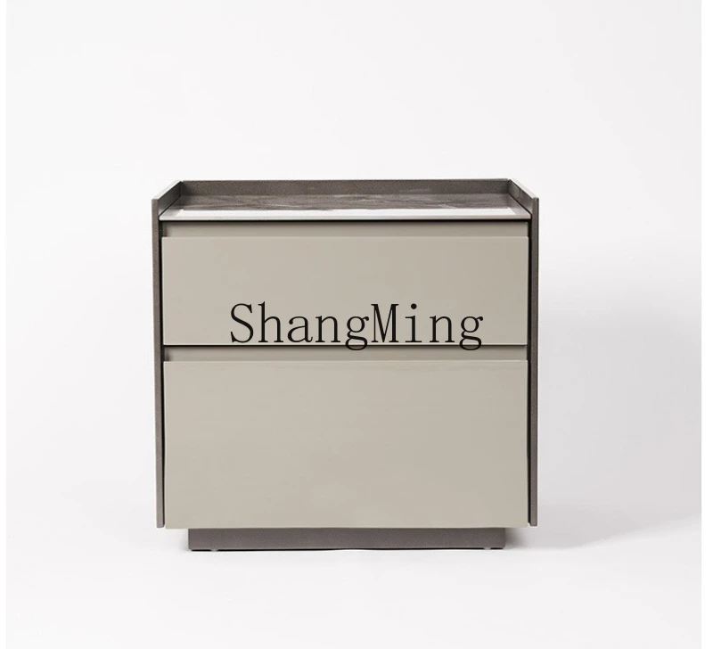 DSA Minimalist Premium Gray Slate Bedside Table Light Luxury Bedroom Paint Storage Side Cabinet