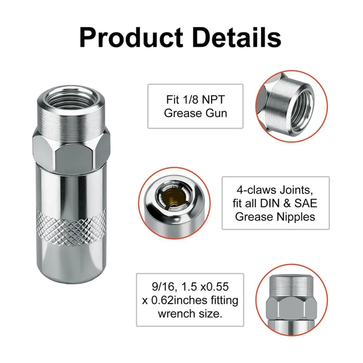2026 New 4PCS Grease Coupler Tips Set 1/8