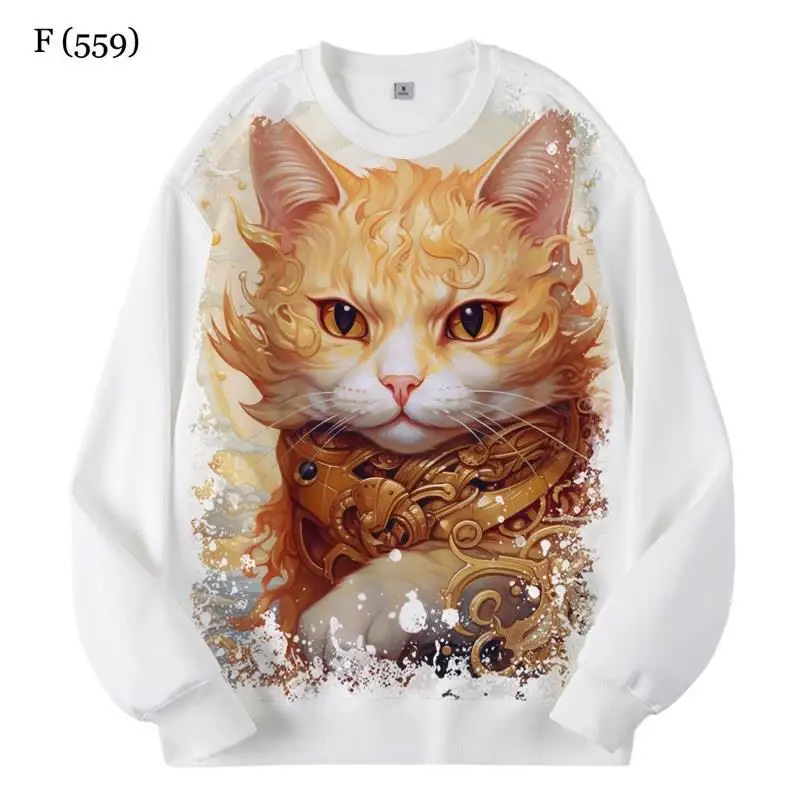 

New Pattern round Neck Sweatshirt Digital Printing Men's Jacket Comfortable Polyester Fiber Deformable Warm Fleece Lined