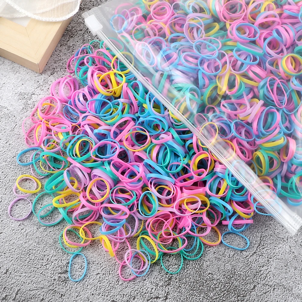 500pcs/Lot Colorful Disposable Hair Bands for Kids Girls Elastic Rubber Band Men Cool Ponytail Black Scrunchies Hair Accessories