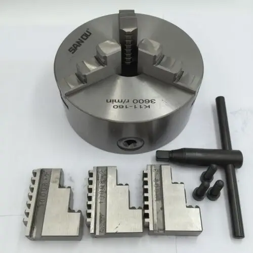 K11 3 jaw Lathe Chuck Self-Centering 80/100/125/130/160/200mm Hardened Steel SANOU Chuck for Metal Milling Lathe