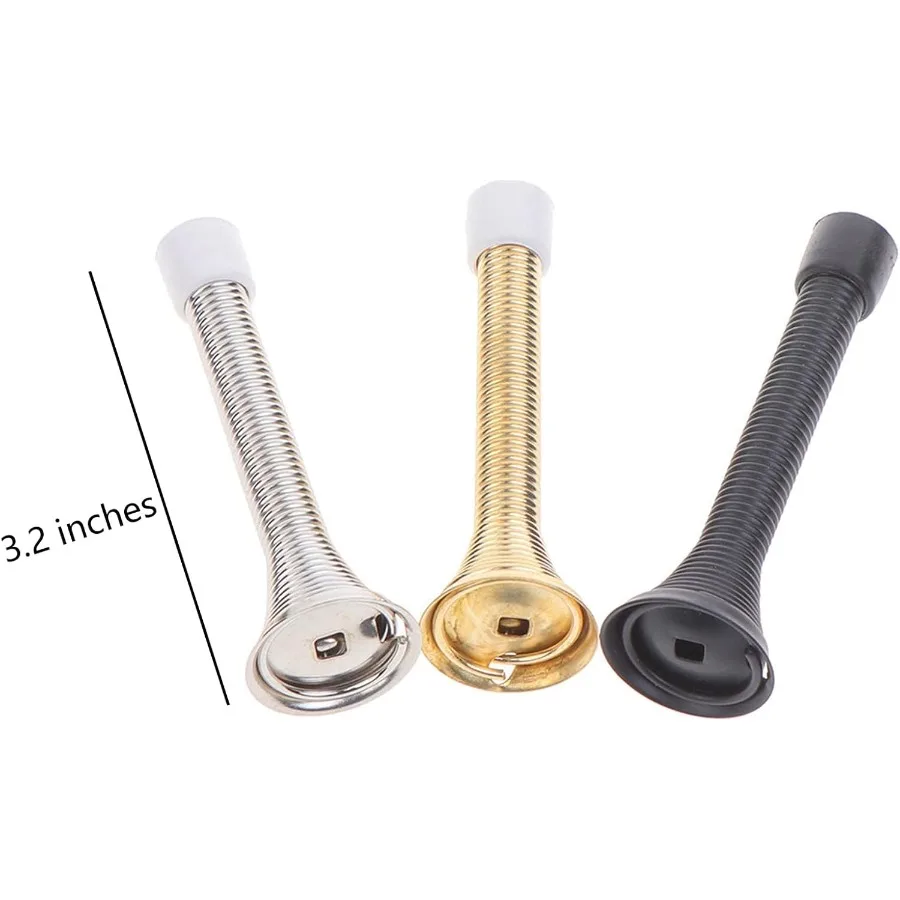 12개 스프링 도어 스톱 고강도 도어 스토퍼 고무 범퍼 벽걸이형 스프링 도어스톱 벽용 블랙