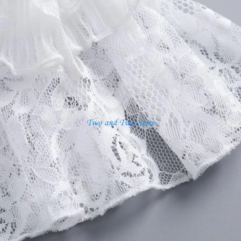 HX6F Women Hand Sleeve Cuffs in Sheer Lace Wrist Cuffs for Wedding Party Styling