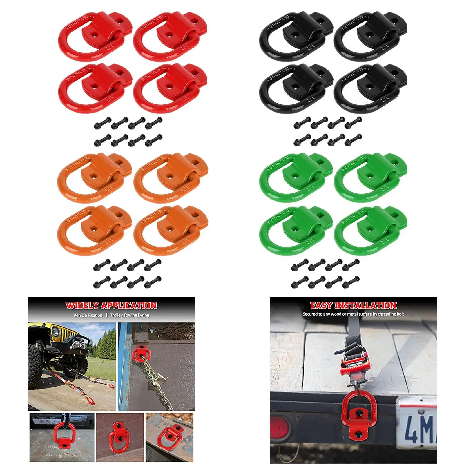 

12000lbs Break Strength Bolt on Forged D Ring Durable Cargo Anchor Accessory for Trucks Construction Trailers