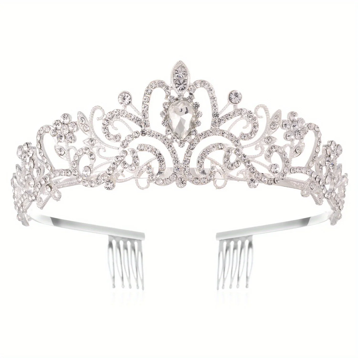 Wedding Hair Tiara Crystal Bridal Tiara Crown With Comb Rhinestone Prom Diadem Tiaras And Crowns Bridal Wedding Hair Accessories image 2