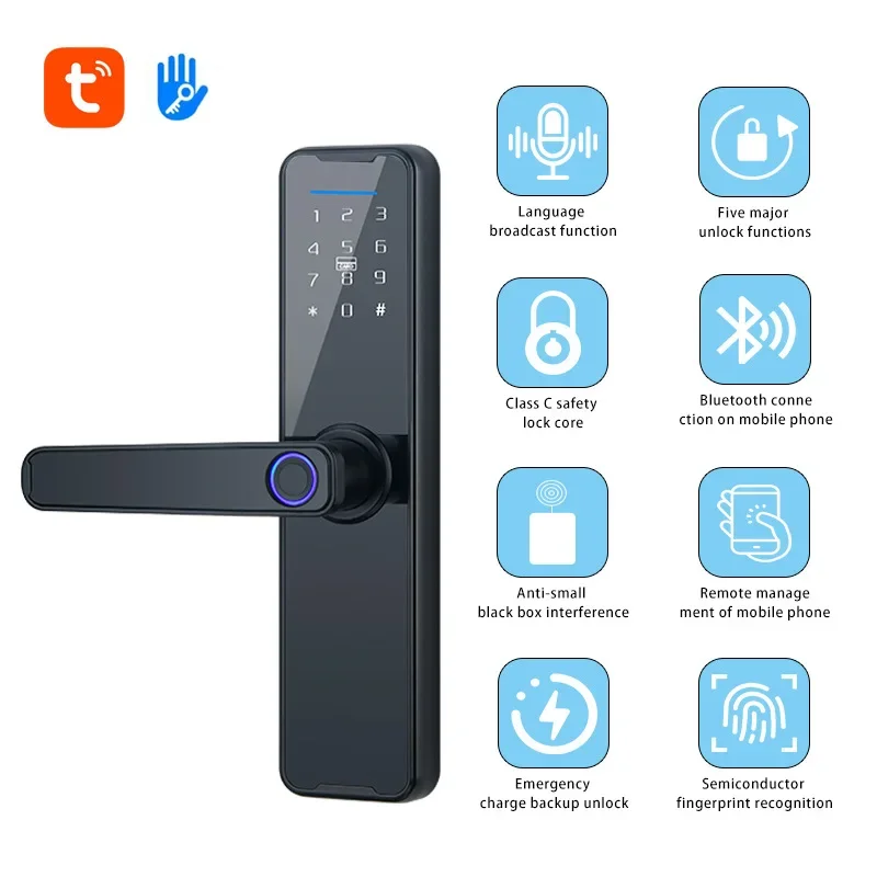 Graffiti Wooden Door Smart Fingerprint Lock Apartment Rental Room Indoor Door Lock Office Password Lock