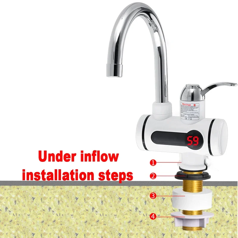 Electric Water Heater Faucet Tap 2 IN 1 LED Display Instant Hot Cold Faucet Tankless Kitchen Water Heater Fast Heating