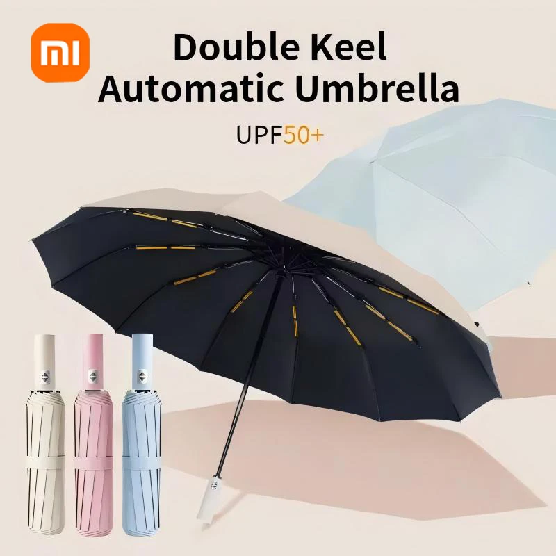 Ombrello pieghevole automatico Xiaomi 24 Bone Ombrello pieghevole di grandi dimensioni per esterni Ombrello completamente automatico antivento UV