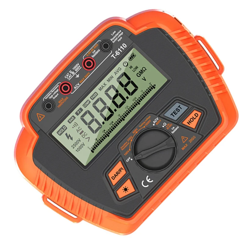 Penguji Resistansi Isolasi LICE Digital 1000V Megohmmeter, Maks 20GΩ, Mengukur Rasio Penyerapan Resistansi Rendah