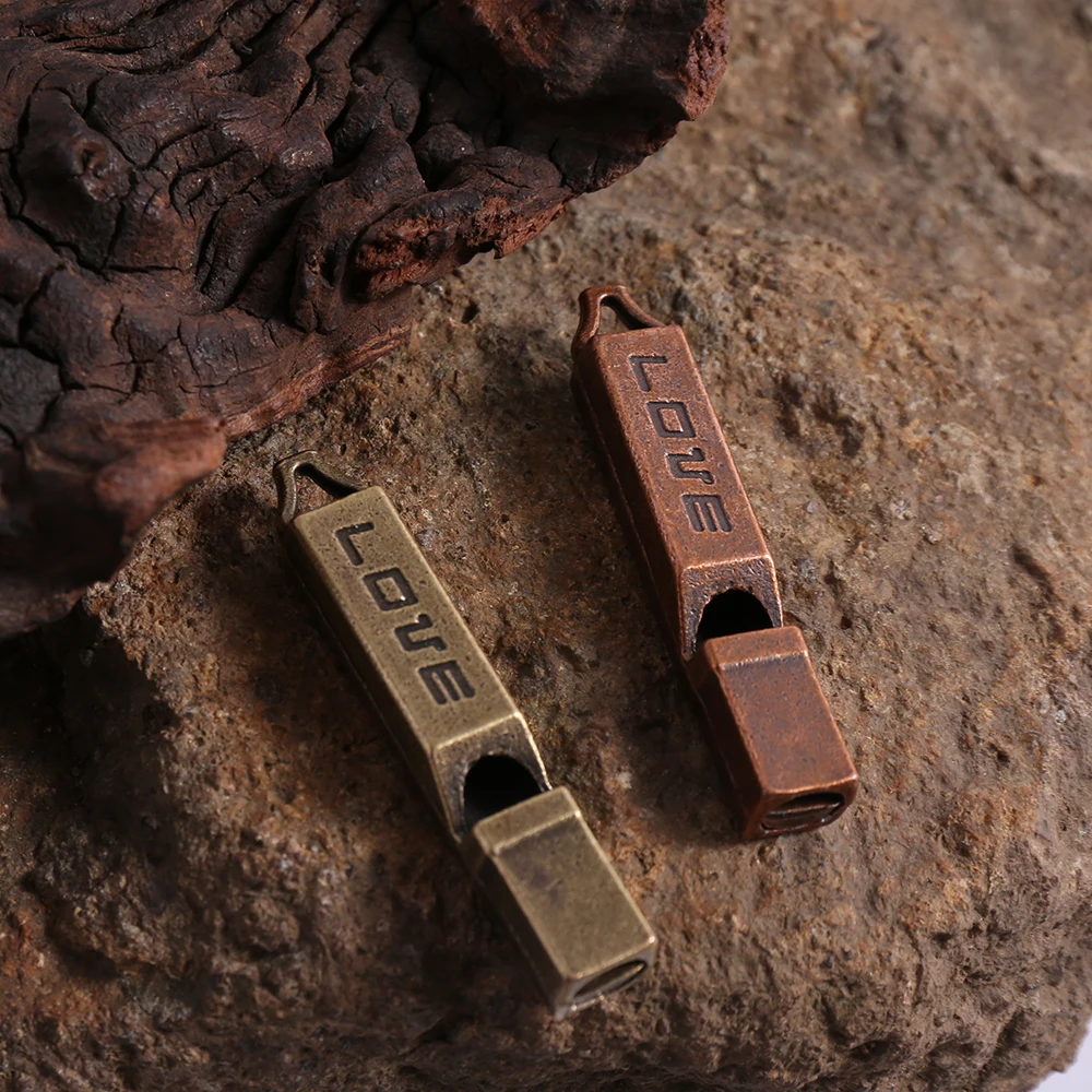 3-Piece Set of Niche Artistic Handmade Accessories, Available in Two Colors, Rectangular Pendant with Engraved Love Letters and Whistle Shape, Suitable for DIY Bracelets, Necklaces, Earrings, and Pendants, Basic Materials for Niche DIY Jewelry