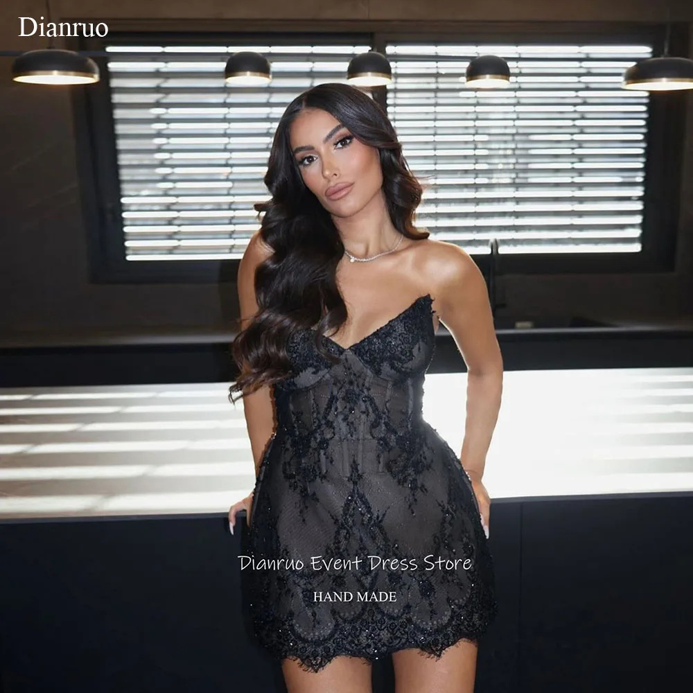 

Dianruo Sexy Lace Sweetheart Homecoming Dresses Appliques Sparkly Dress Party Night Sleeveless Short Cocktail Dresses Customized