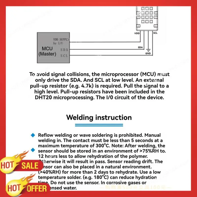 Módulo Sensor de temperatura y humedad B47C DHT20, salida de señal Digital IIC, Sensor de humedad, Compatible con Arduino, reemplaza DHT11