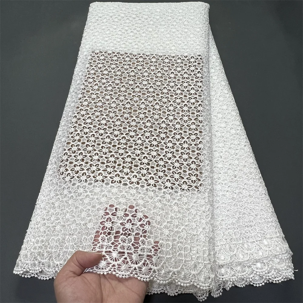 2026 African Nigerian High-Quality Embroidery Mesh Lace Fabric French Tulle Sequins  for Wedding Party Dresses 5Yards XL024