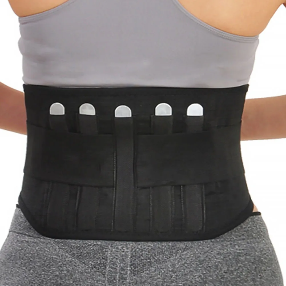 

Пояс для поддержки спины Прочный поясничный бандаж с дополнительной подушечкой и четырьмя поддерживающими полосками Обезболивающий бандаж для спины для лифтинга и