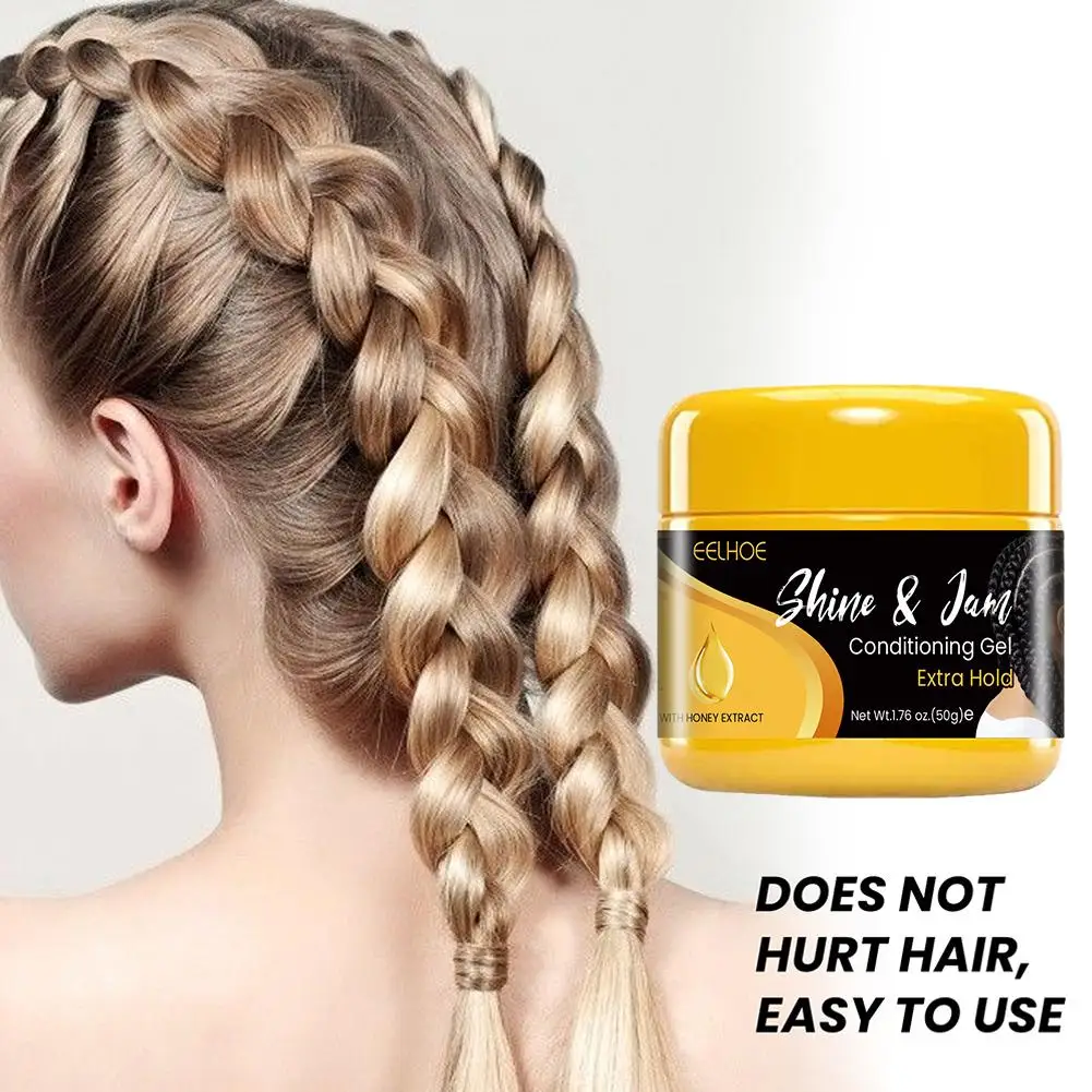 

50g Hair gel For Woman Braiding Gel Styling Waxes Cream Long Lasting Twist Strong Hold Pomade Anti-Frizz Care Hair Gel 2024 U1D2