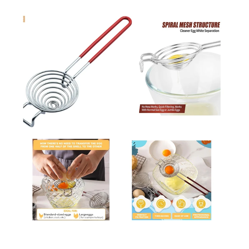 

Stainless Steel Egg White Separator with Handle Egg White Divider, Filtering Tool Easy To Store in The Kitchen, Baking Accessory