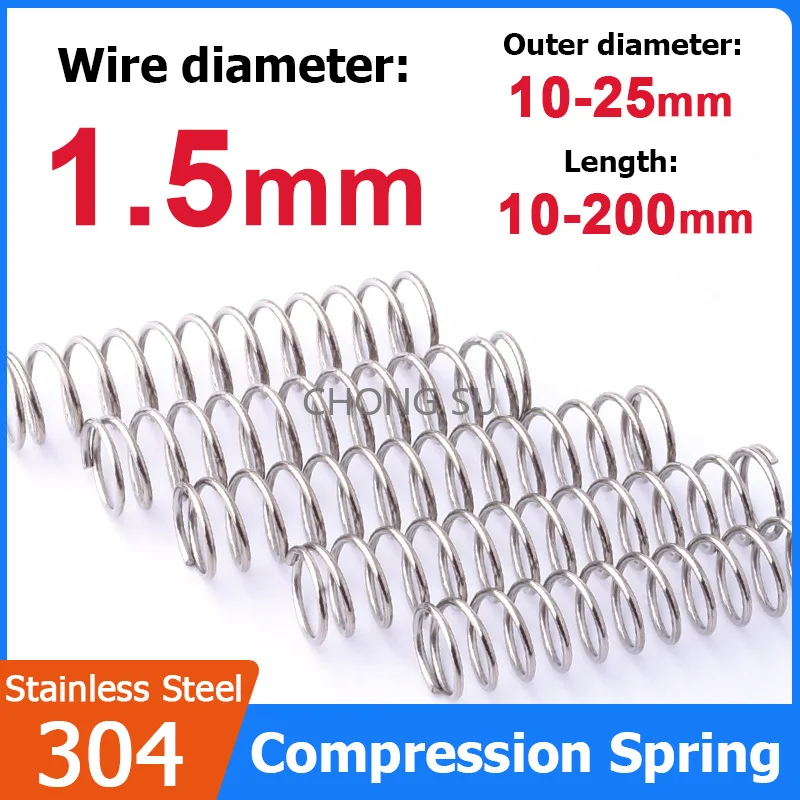 

304 Stainless Steel Spring Compression Spring Steel Y-shaped Wire Diameter 1.5mm OD 10/11/12/13/15/16/17/18/20/22/24/25mm
