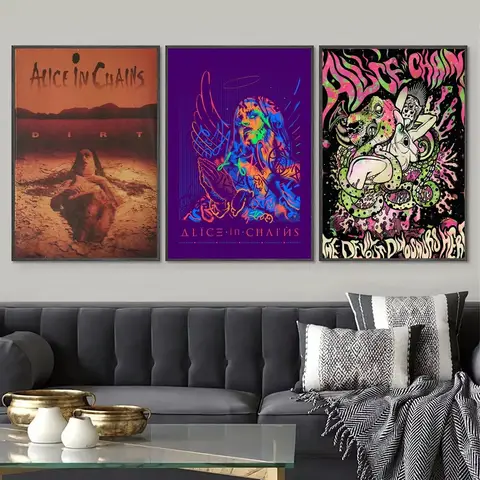 1 st retro musik Alice in Chains affisch papperstryck hem vardagsrum sovrum entré bar restaurang café konstmålning dekoration 10 best sales Alice i Underlandet dekorationer - №6