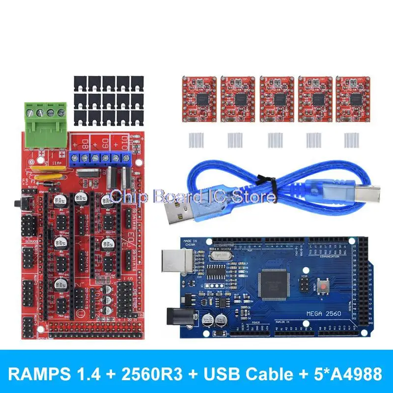 Imagem -04 - Impressora Mega 2560 r3 Mais Rampas 1.4 Painel de Controle Mais Pcs A4988 ou Drv8825 Stepper Motor Drive para Arduino 3d