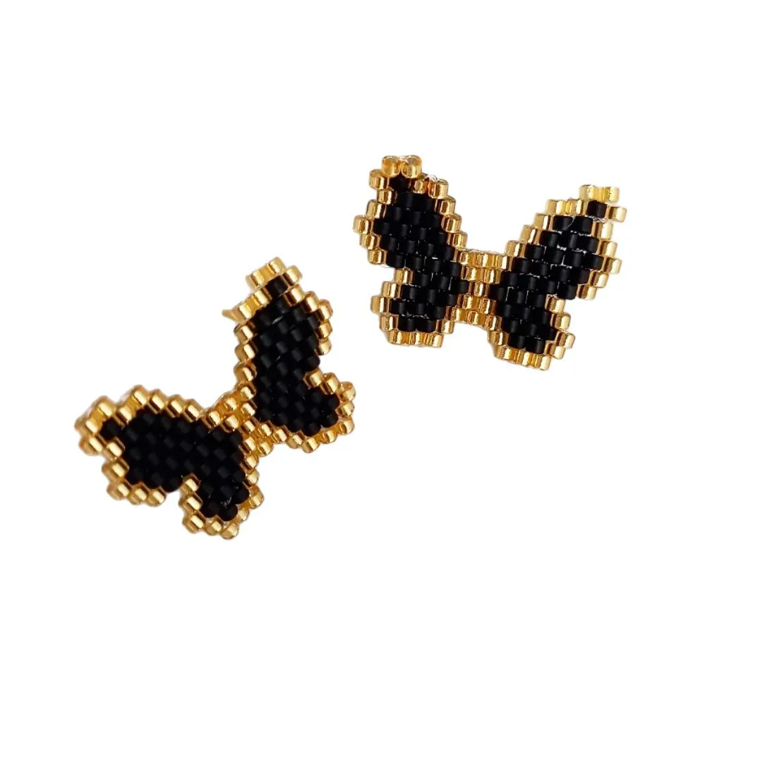 ZGMXR Rice bead earrings Hand bracelet Adjustable Butterfly Hand-woven  Pattern Bohemia Alloy Woman Fashion  Beaded earrings view 5