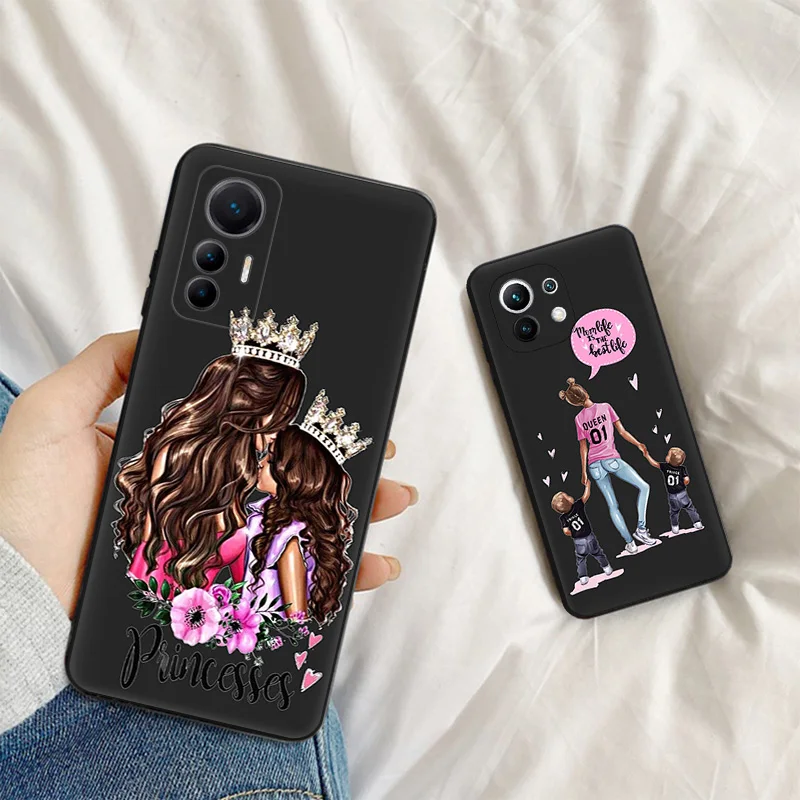 Soft Case for Redmi Note13 Pro 5G Note12 13C Xiaomi 13 Pro 12 Lite 12t 12x 12c Brown Hair Baby Mama Girl Black Phone Cases Cover